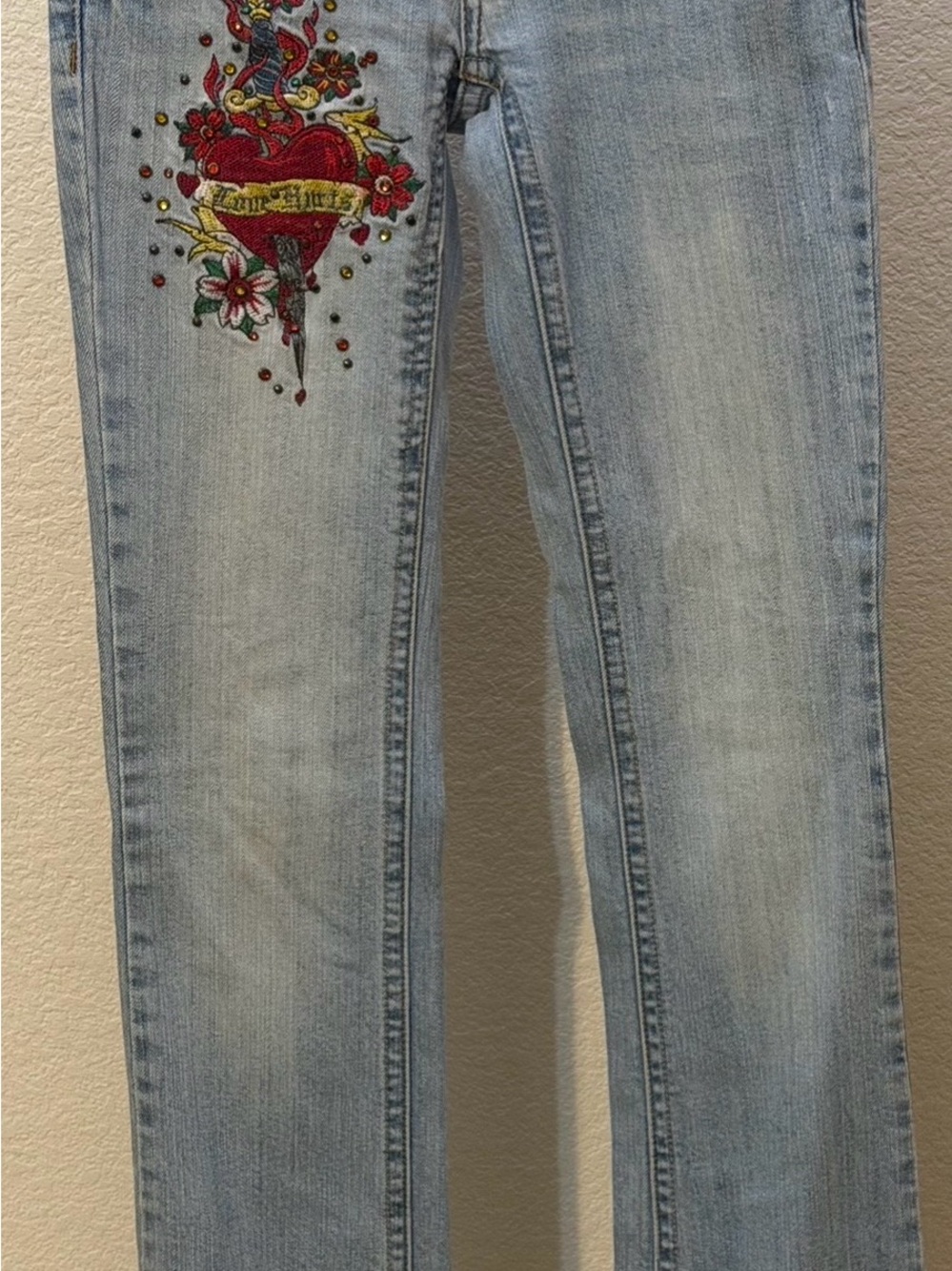 Vintage Y2K ZANA DI JEANS Embroidered Rhinestone Low Rise Bootcut Denim Jeans